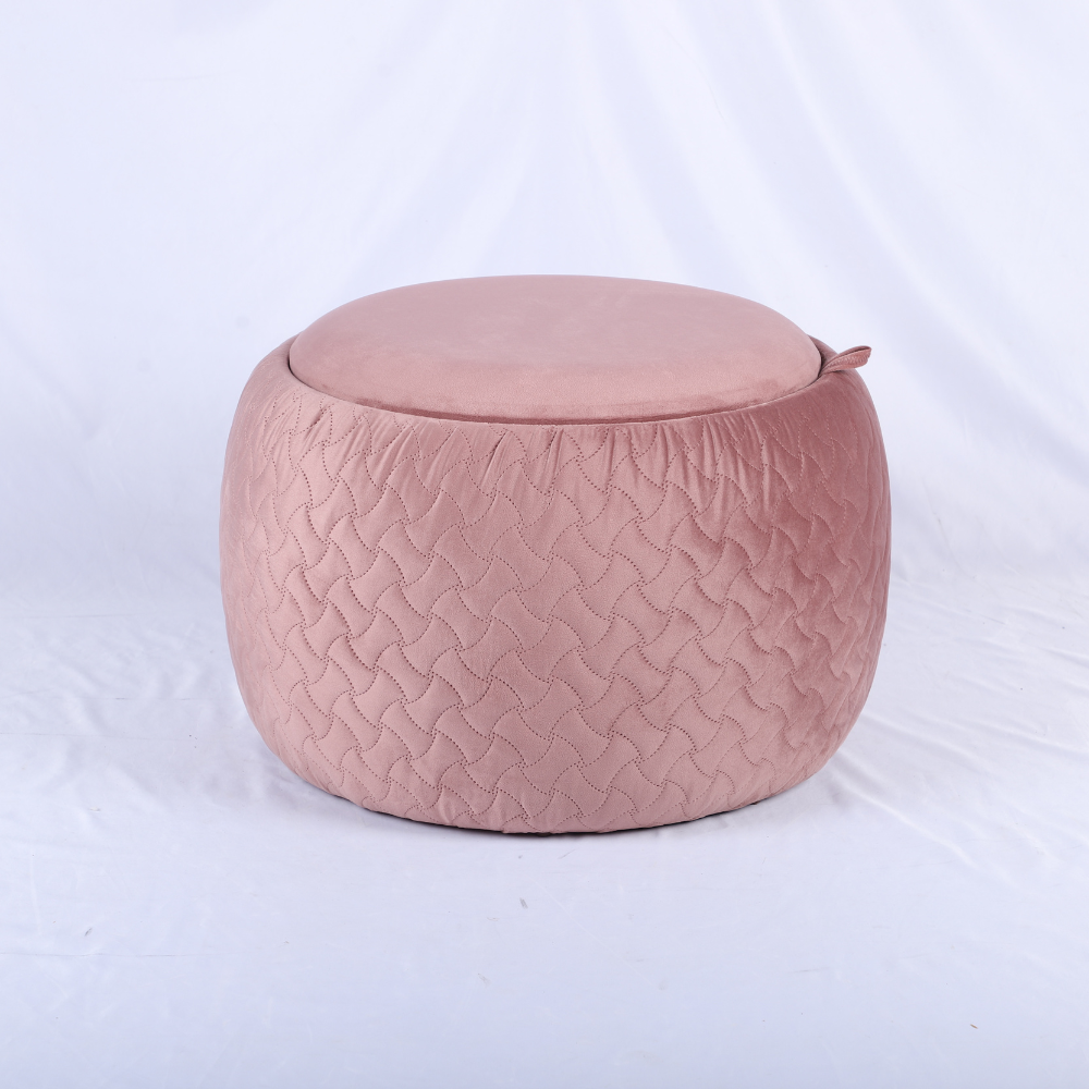 Tabouret de luxe 3 en 1 : Pouf + Table + Espace de rangement.