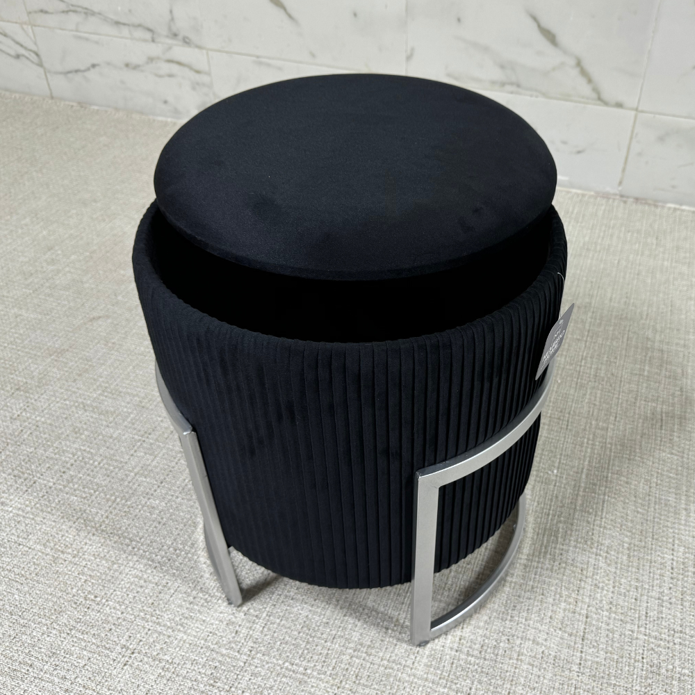 Tabouret de luxe 2 en 1 : Pouf + Espace de rangement.