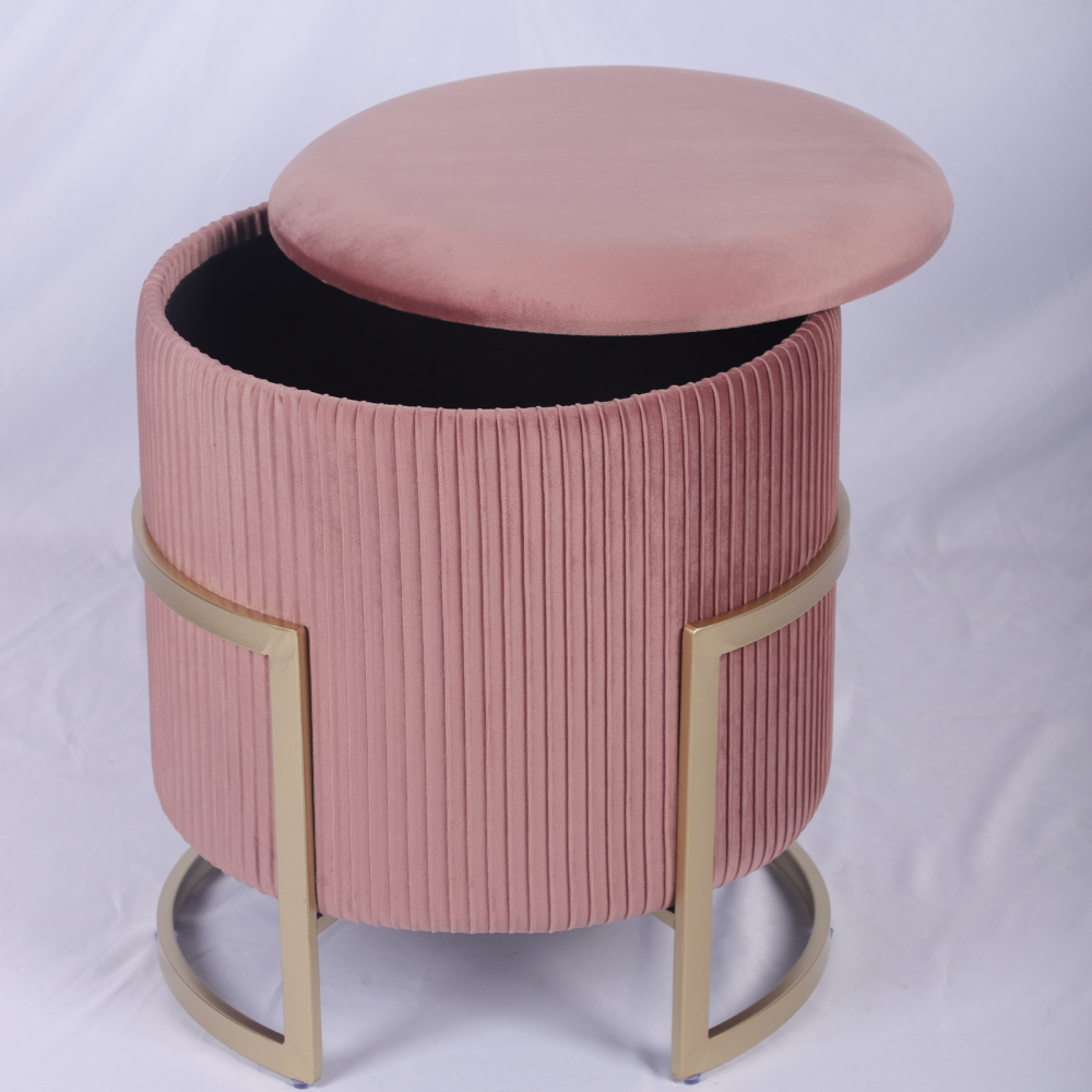 Tabouret de luxe 2 en 1 : Pouf + Espace de rangement.