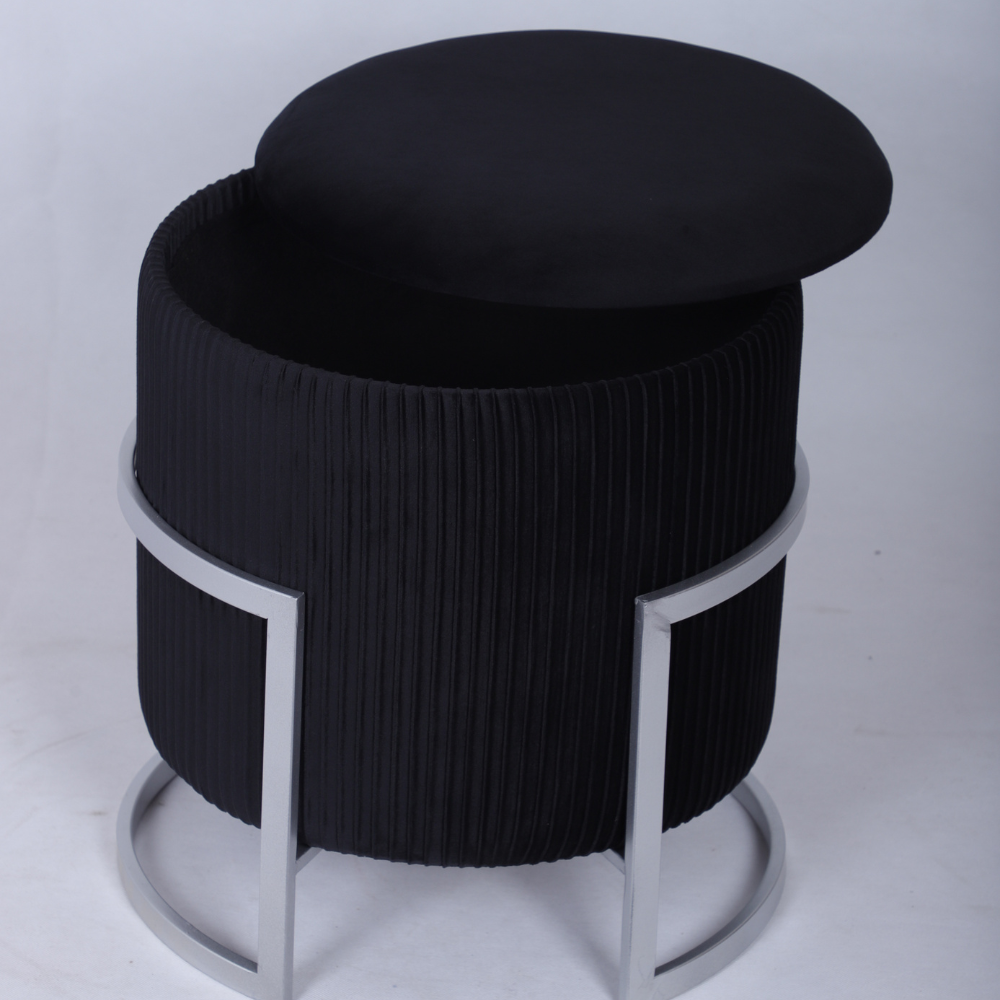 Tabouret de luxe 2 en 1 : Pouf + Espace de rangement.