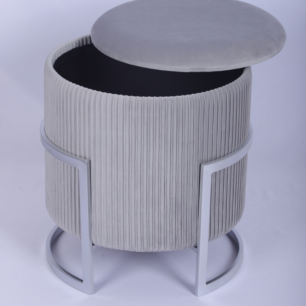 Tabouret de luxe 2 en 1 : Pouf + Espace de rangement.